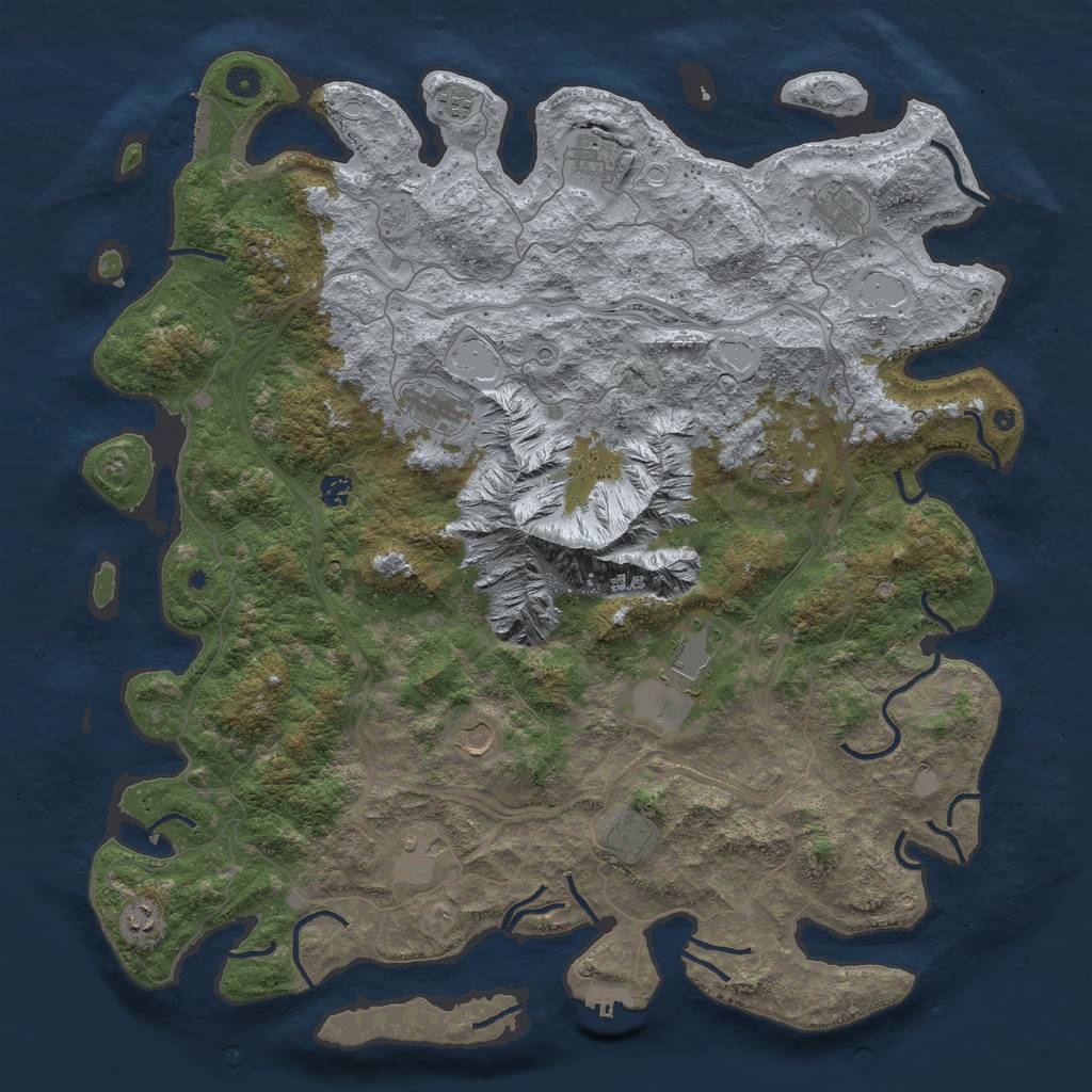 Rust Map: Procedural Map, Size: 5000, Seed: 754183825, 20 Monuments