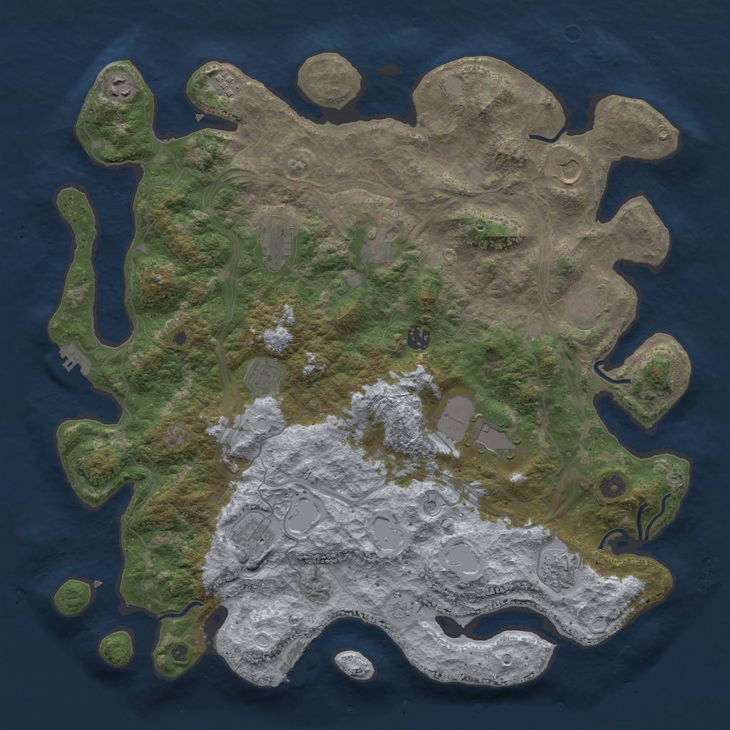 Rust Map: Procedural Map, Size: 4500, Seed: 340190653, 20 Monuments