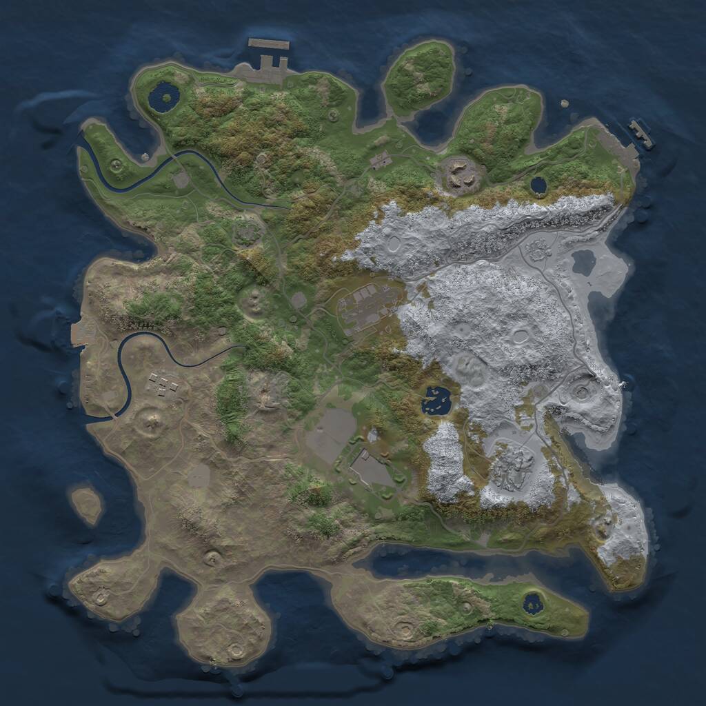 Rust Map: Procedural Map, Size: 3500, Seed: 17855584, 12 Monuments
