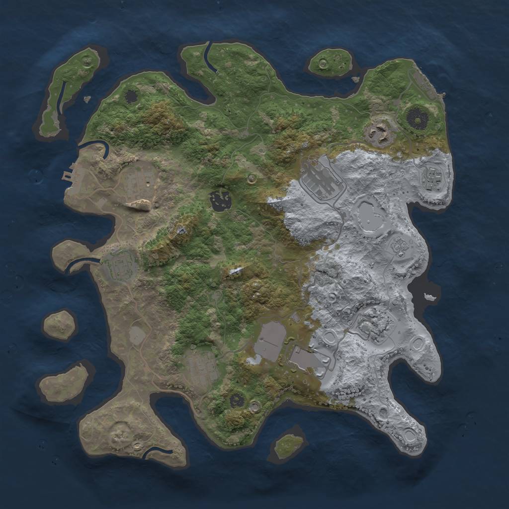 Rust Map: Procedural Map, Size: 3500, Seed: 62865022, 17 Monuments