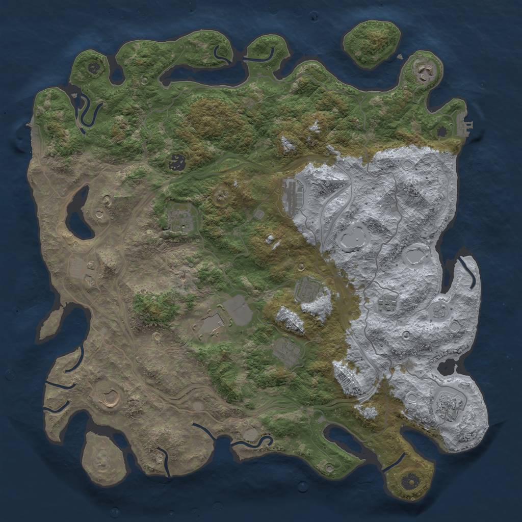 Rust Map: Procedural Map, Size: 4500, Seed: 660132328, 20 Monuments