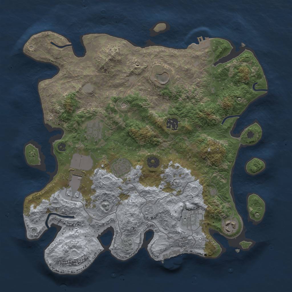 Rust Map: Procedural Map, Size: 3500, Seed: 34380941, 17 Monuments