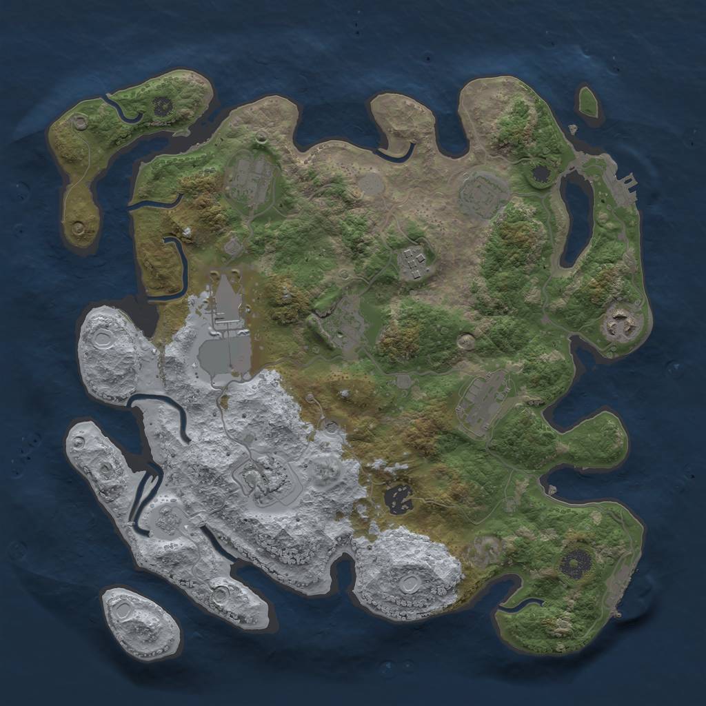 Rust Map: Procedural Map, Size: 3500, Seed: 92607493, 18 Monuments