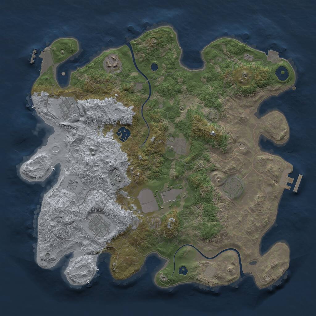 Rust Map: Procedural Map, Size: 3500, Seed: 94620837, 14 Monuments