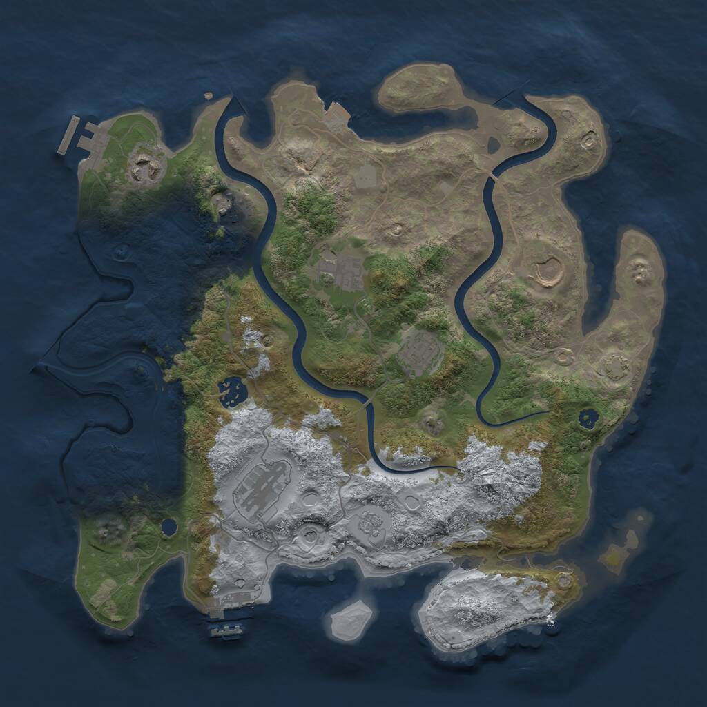 Rust Map: Procedural Map, Size: 3500, Seed: 414141, 13 Monuments