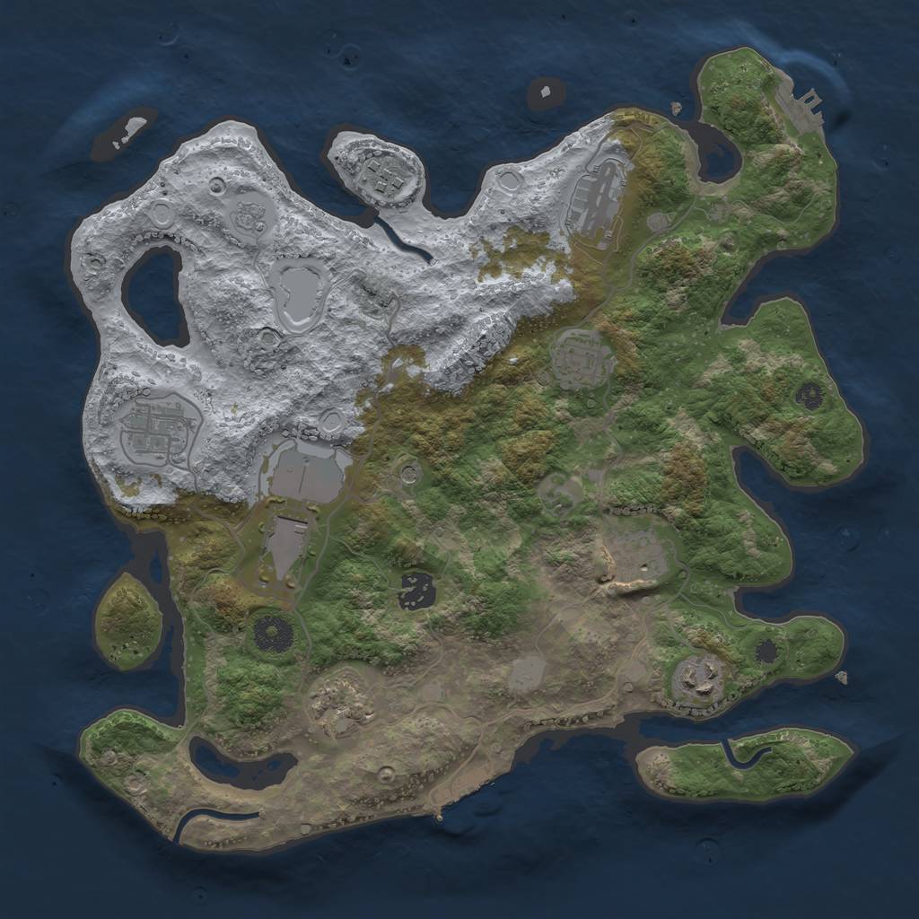 Rust Map: Procedural Map, Size: 3500, Seed: 43432695, 18 Monuments