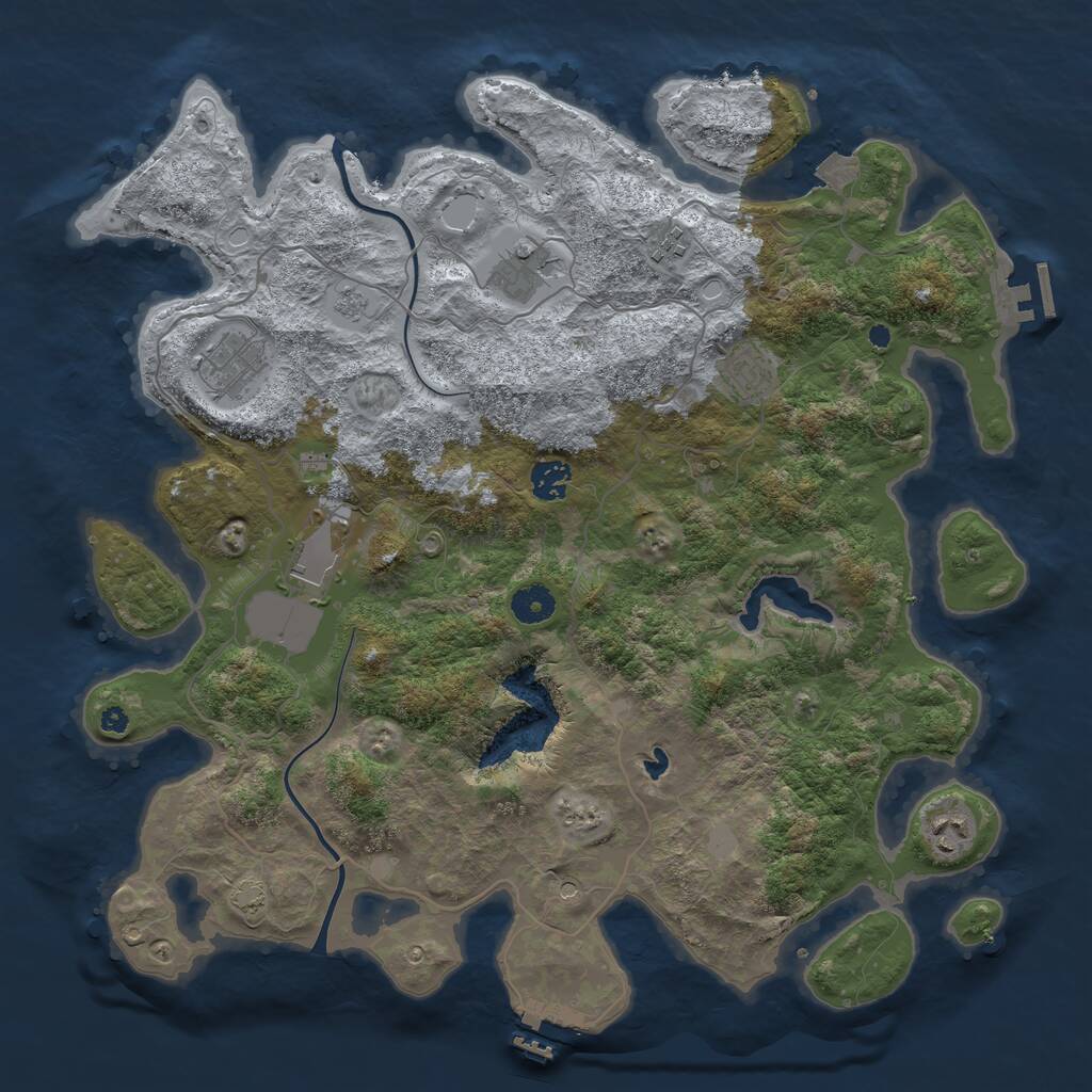 Rust Map: Procedural Map, Size: 4000, Seed: 1394422334, 13 Monuments