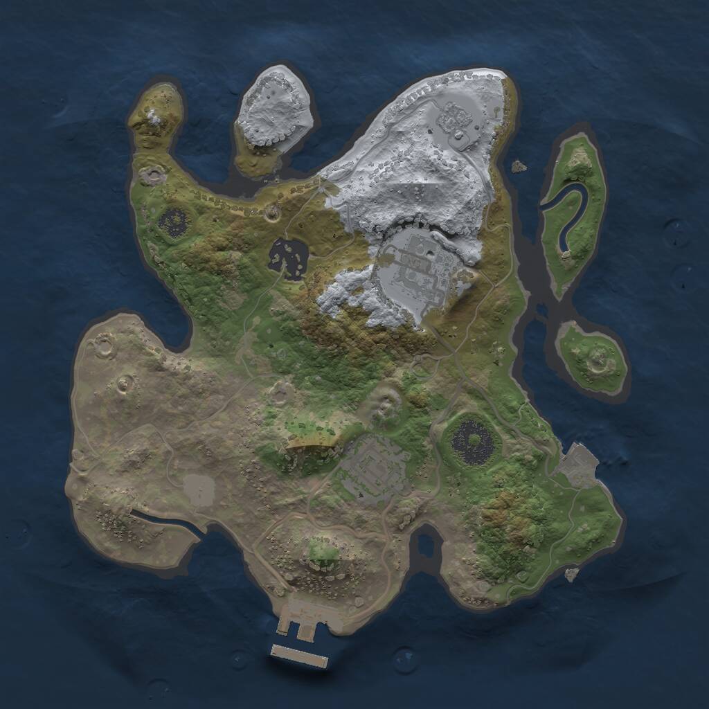 Rust Map: Procedural Map, Size: 2500, Seed: 74499, 6 Monuments
