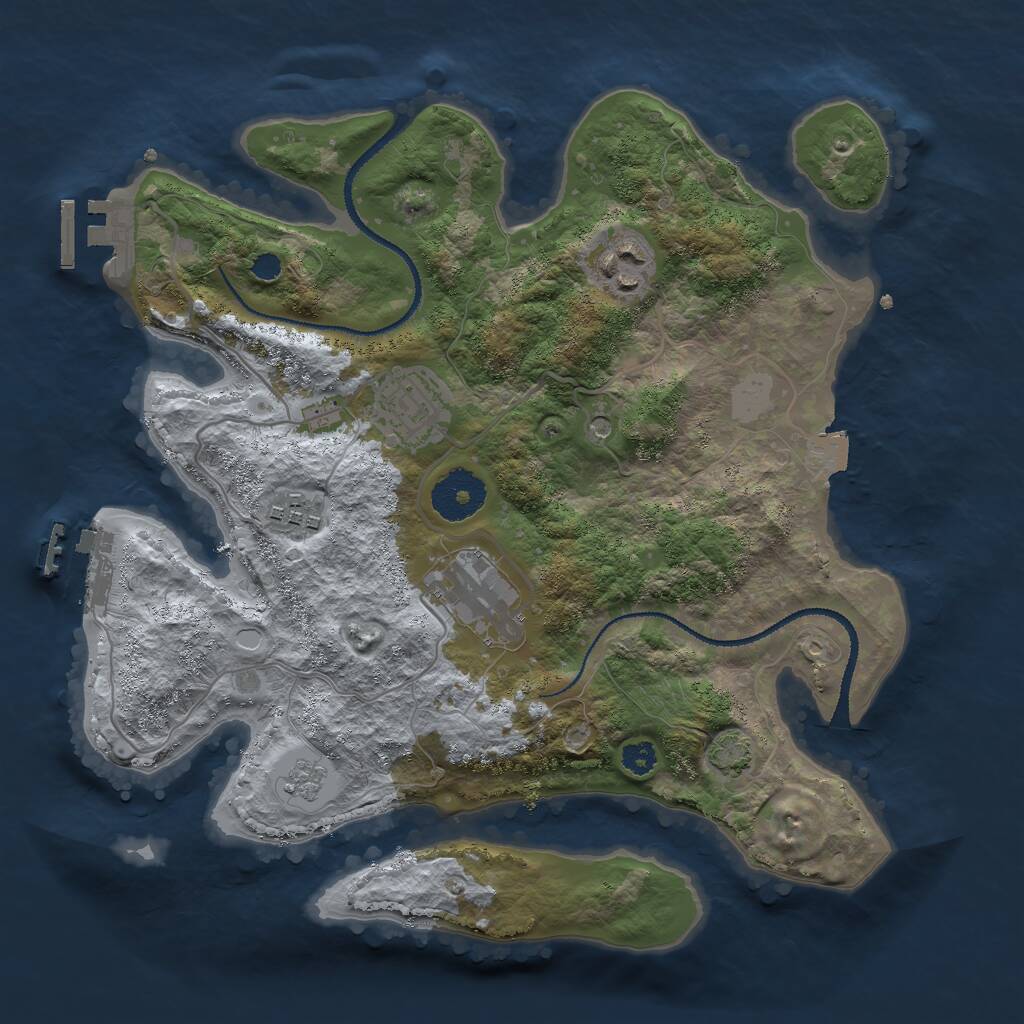 Rust Map: Procedural Map, Size: 3000, Seed: 545623829, 10 Monuments