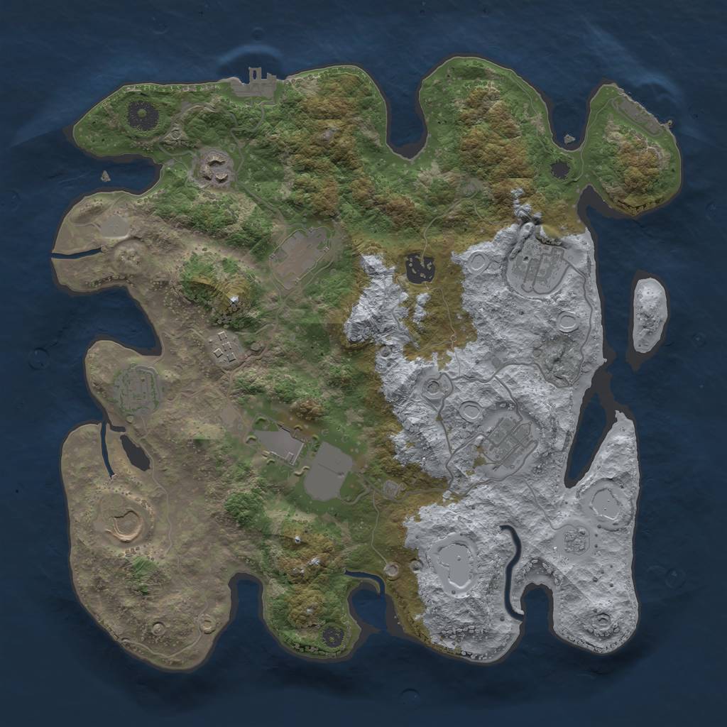 Rust Map: Procedural Map, Size: 3500, Seed: 19348120, 18 Monuments