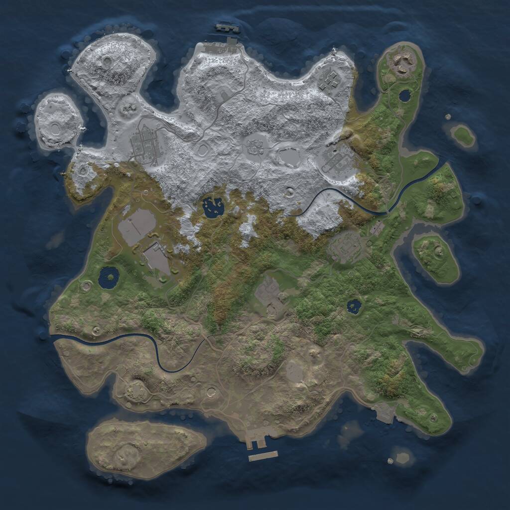 Rust Map: Procedural Map, Size: 3500, Seed: 87092385, 14 Monuments