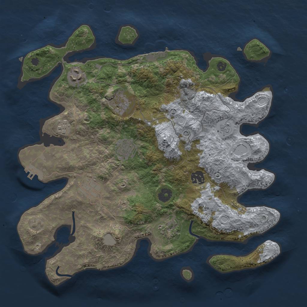 Rust Map: Procedural Map, Size: 3341, Seed: 13834, 16 Monuments