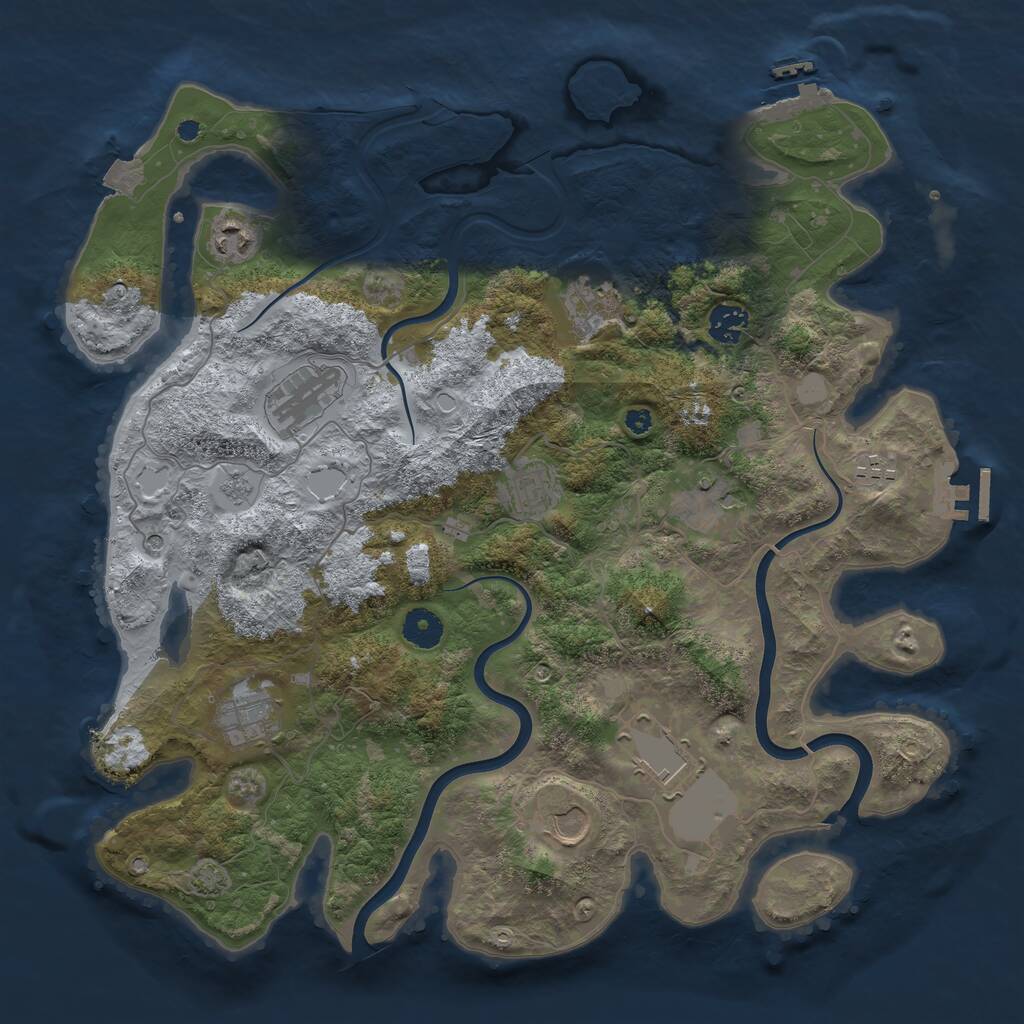 Rust Map: Procedural Map, Size: 3900, Seed: 78639971, 16 Monuments
