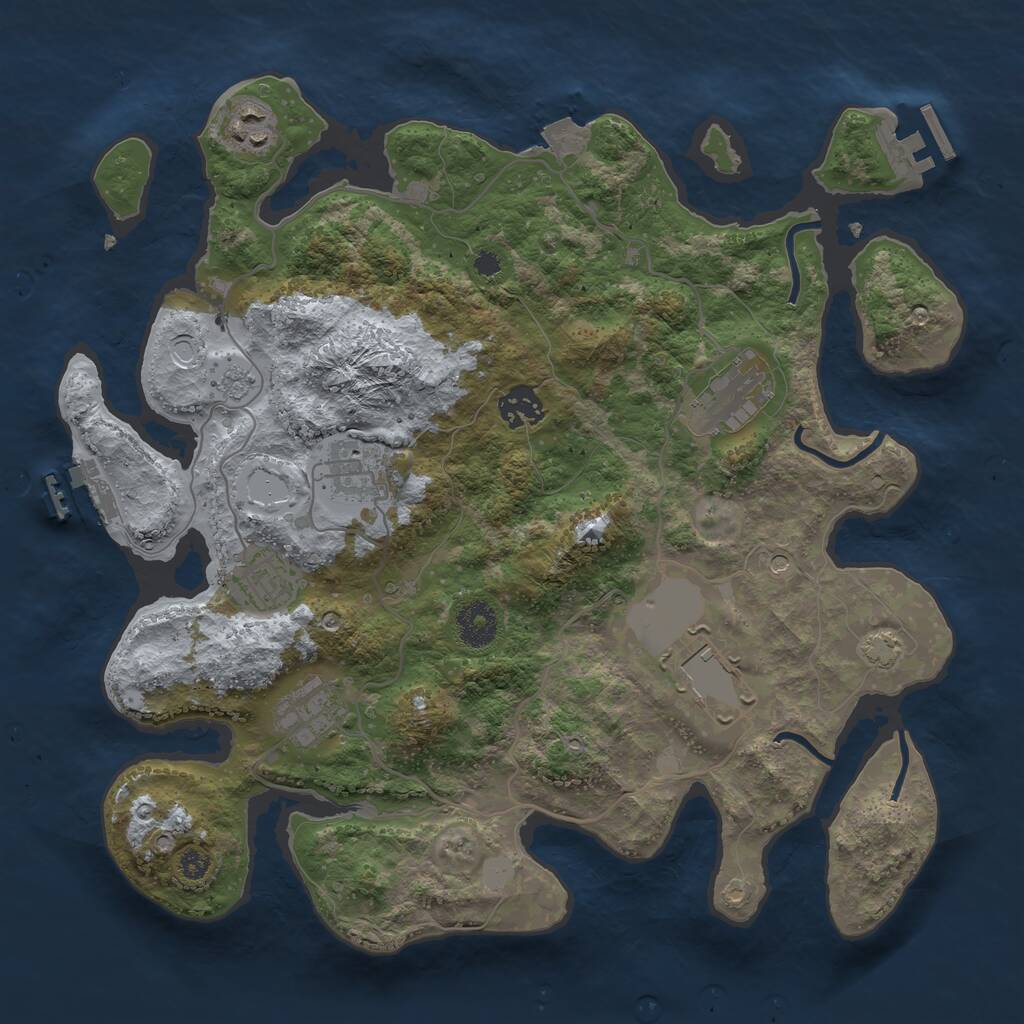 Rust Map: Procedural Map, Size: 3500, Seed: 6881337, 13 Monuments