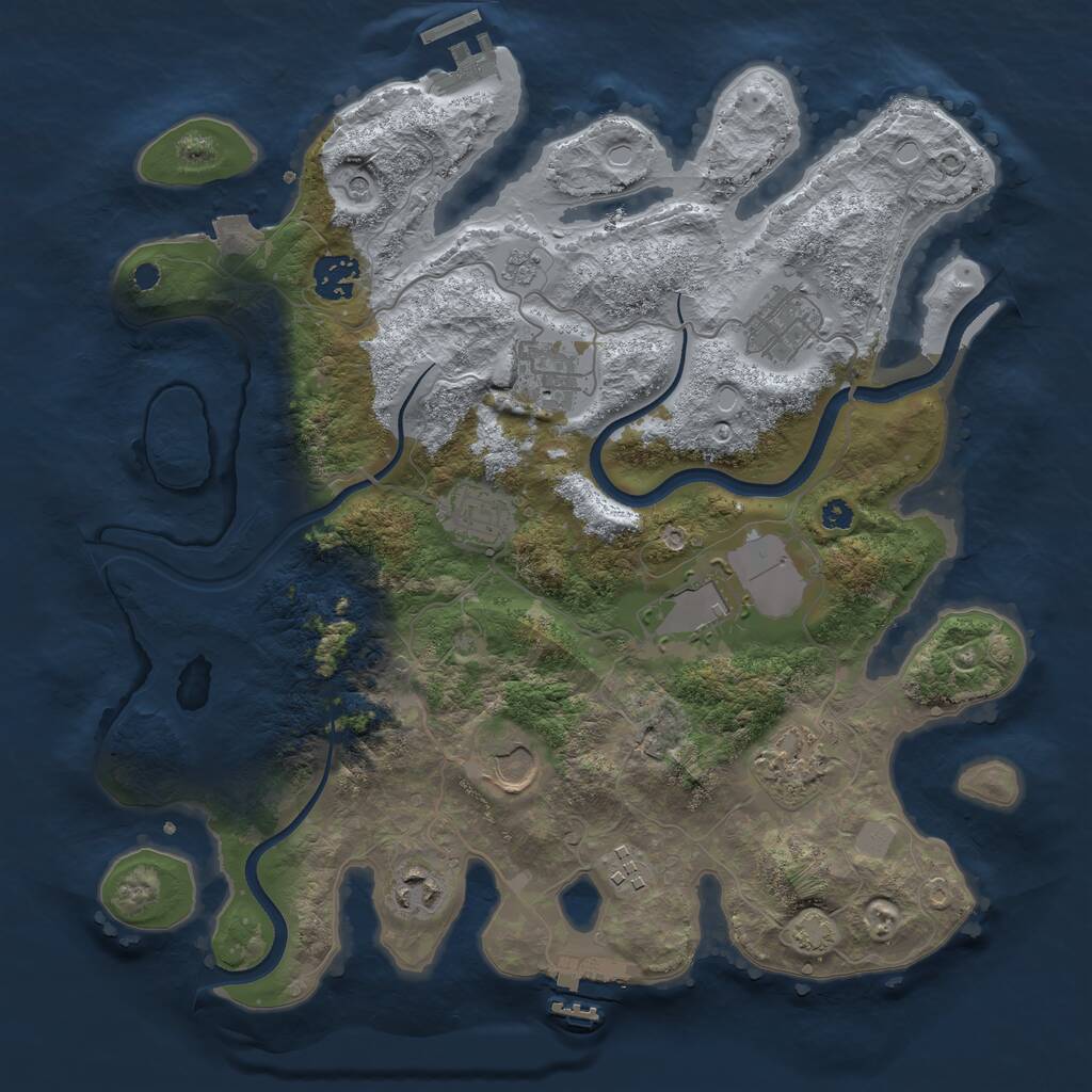 Rust Map: Procedural Map, Size: 3500, Seed: 23414012, 15 Monuments