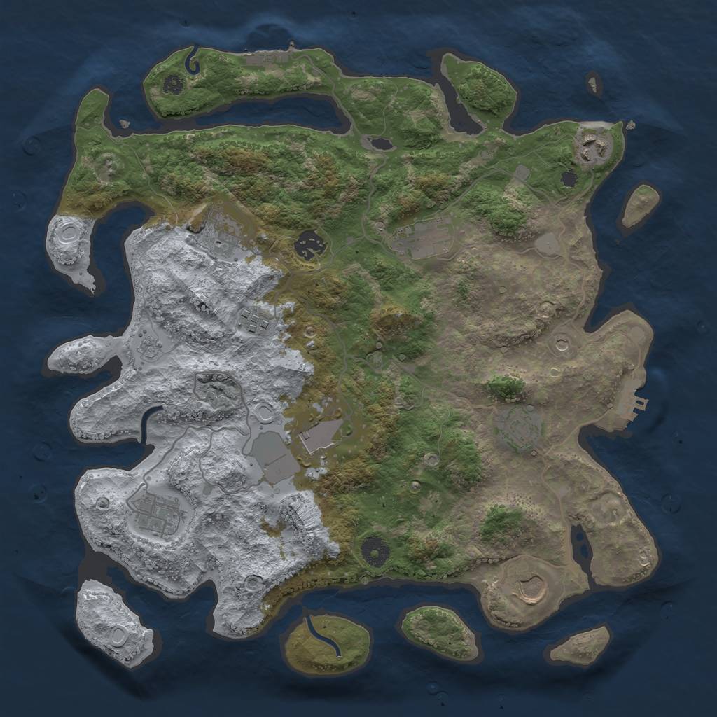 Rust Map: Procedural Map, Size: 3700, Seed: 825723484, 18 Monuments