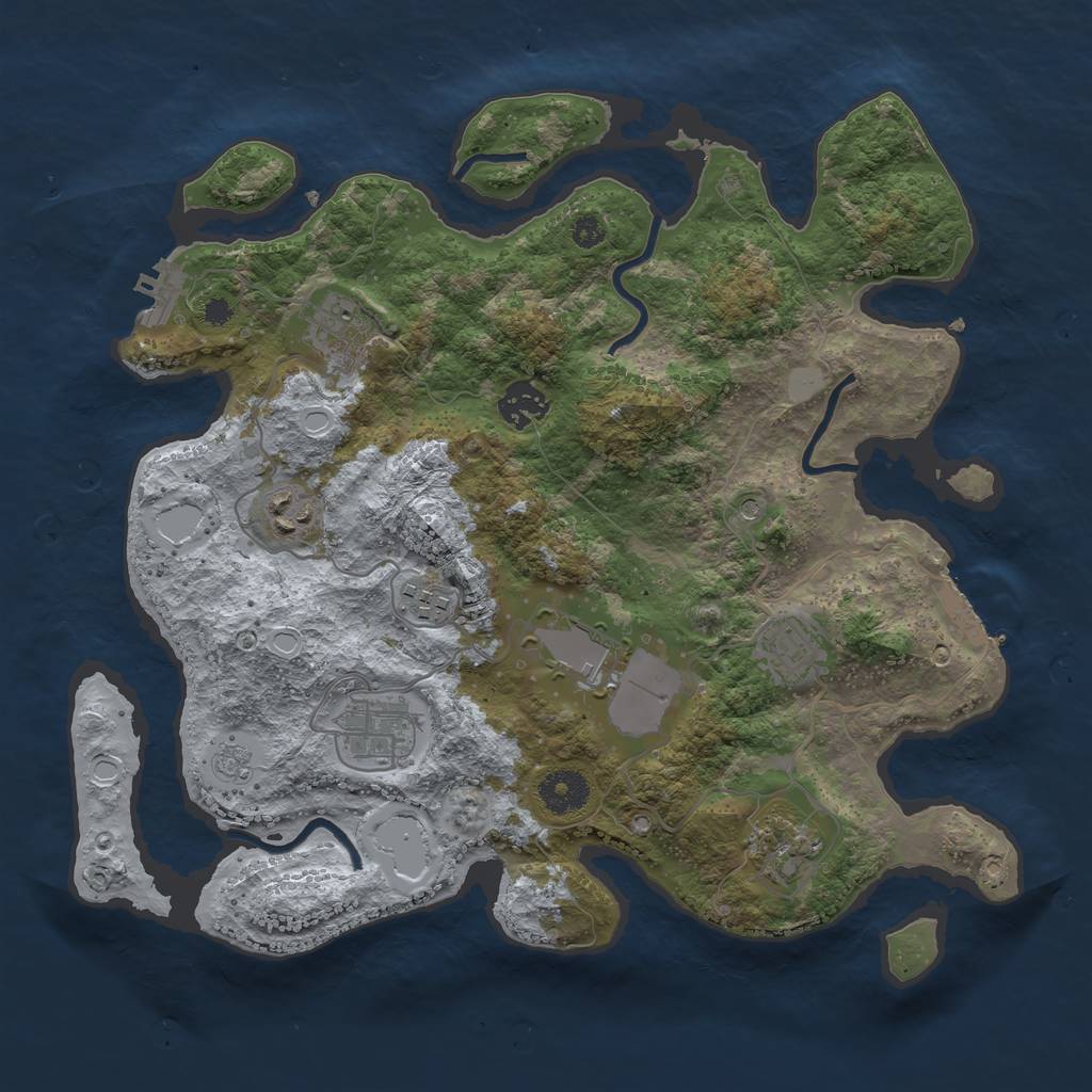 Rust Map: Procedural Map, Size: 3500, Seed: 57824, 17 Monuments