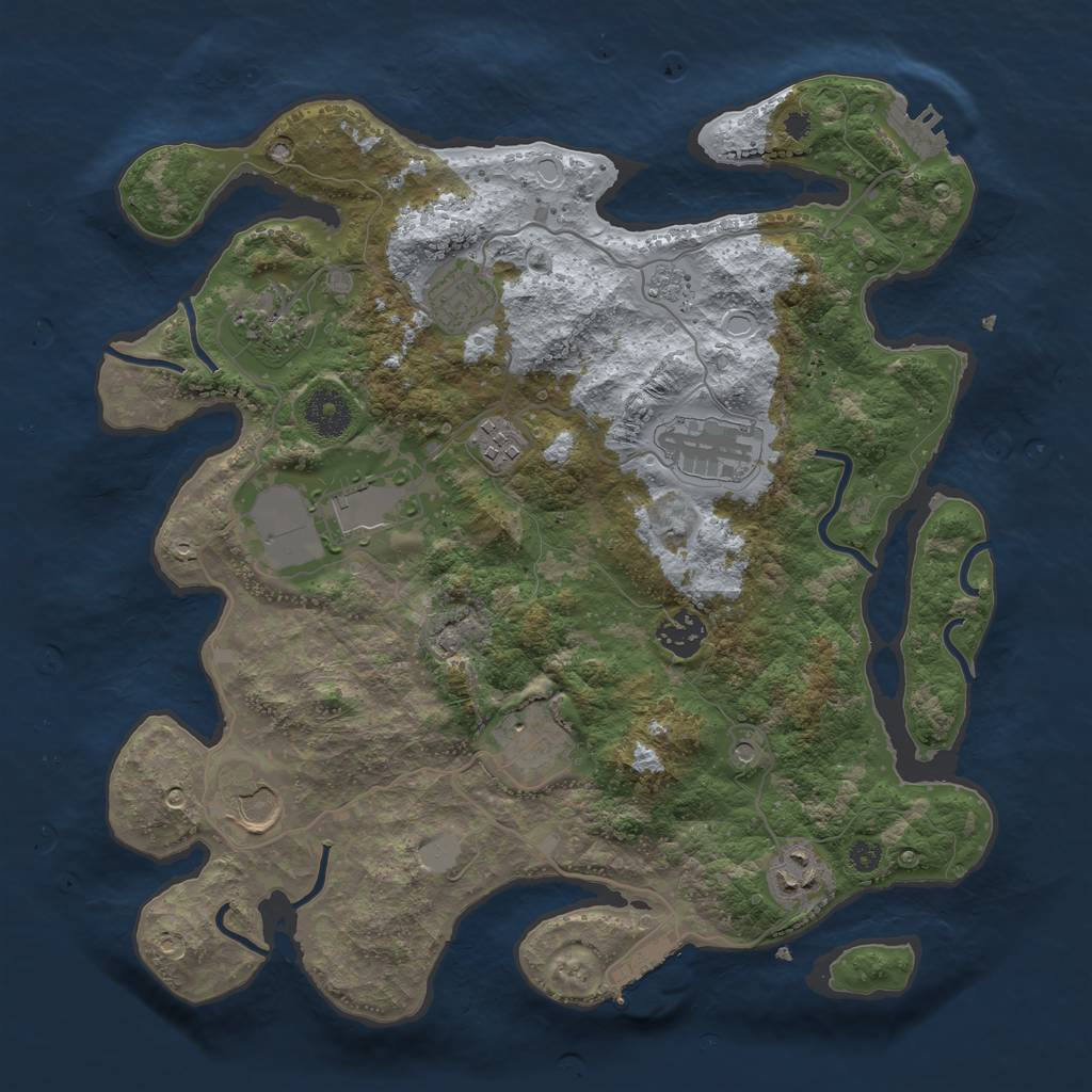 Rust Map: Procedural Map, Size: 3500, Seed: 90878346, 18 Monuments