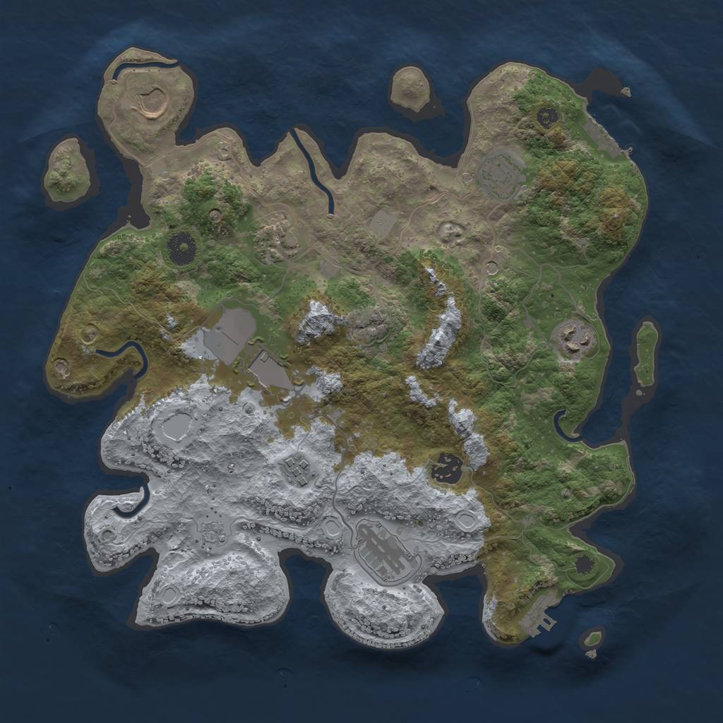 Rust Map: Procedural Map, Size: 3500, Seed: 2359523, 17 Monuments