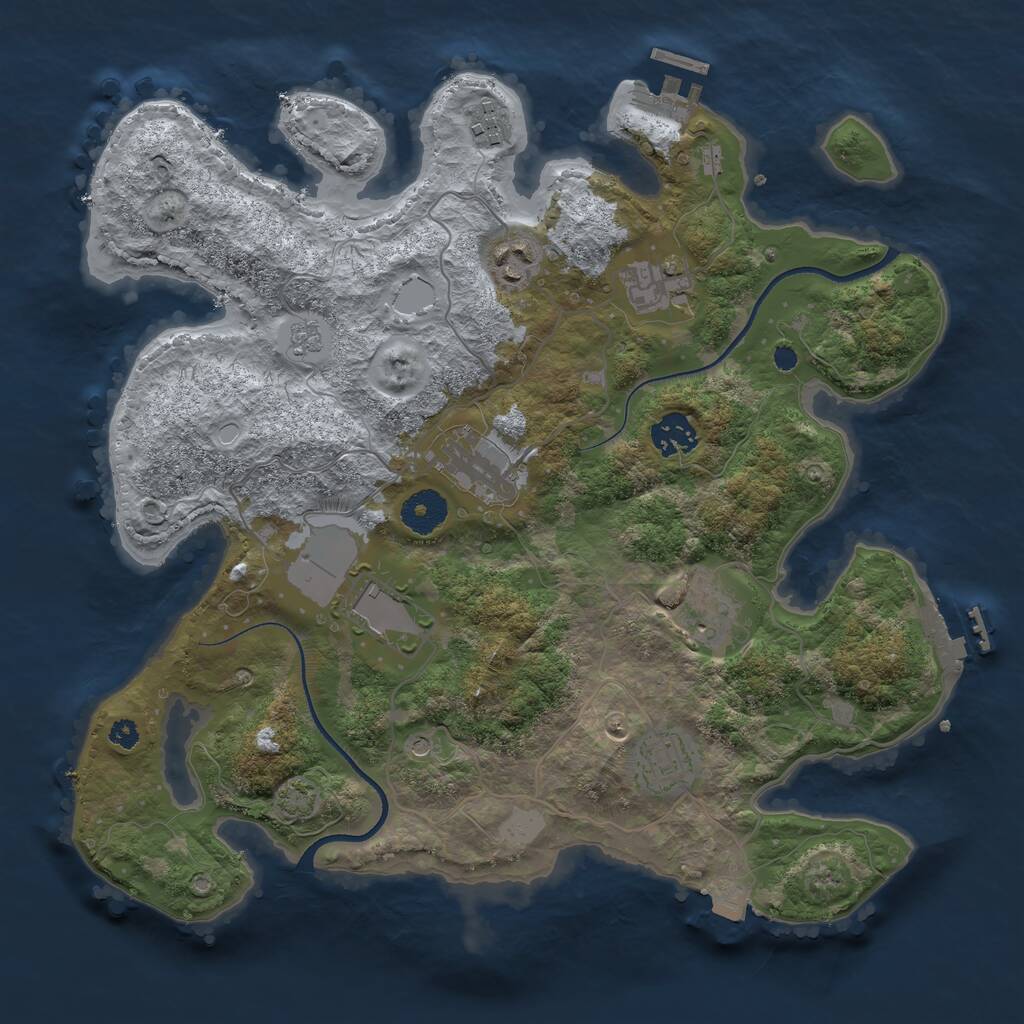 Rust Map: Procedural Map, Size: 3500, Seed: 1564143191, 14 Monuments