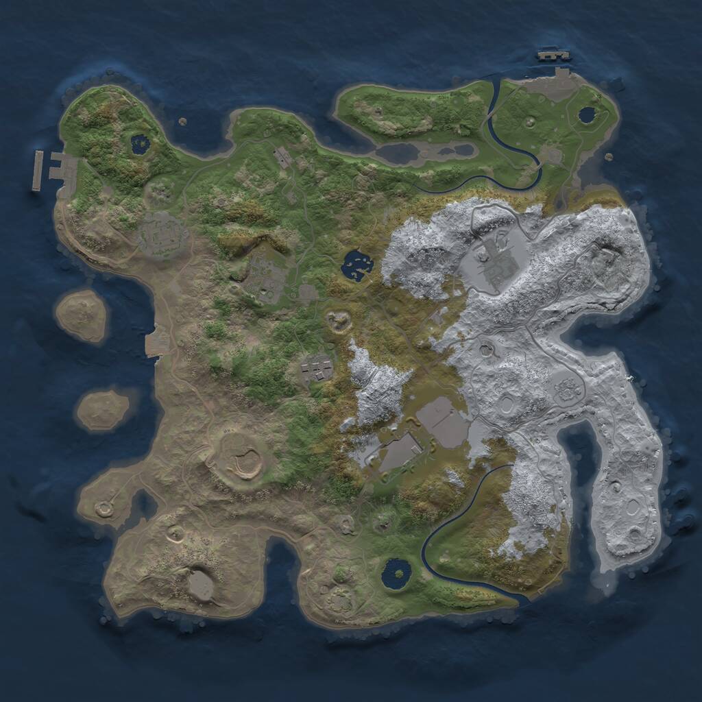 Rust Map: Procedural Map, Size: 3500, Seed: 45264158, 13 Monuments
