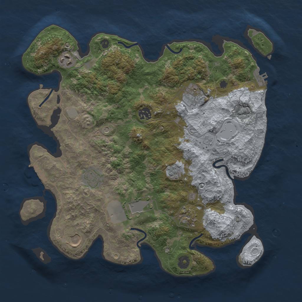 Rust Map: Procedural Map, Size: 3500, Seed: 2357, 17 Monuments