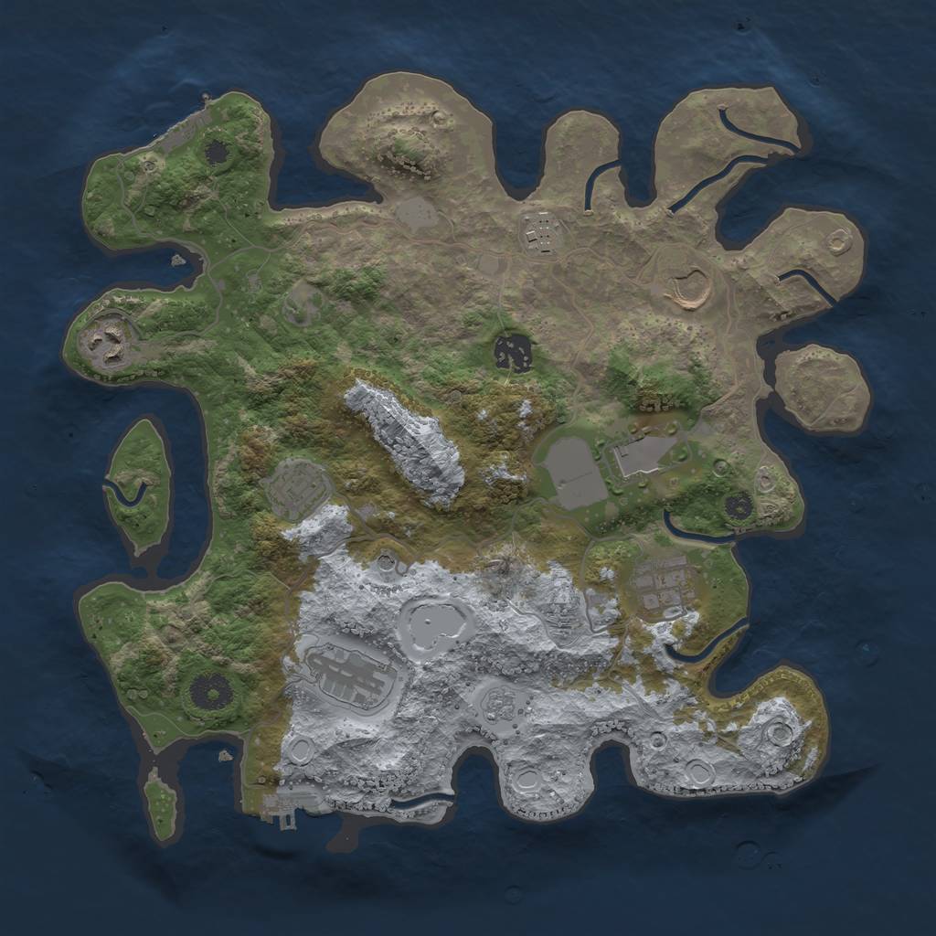 Rust Map: Procedural Map, Size: 3500, Seed: 16782507, 17 Monuments