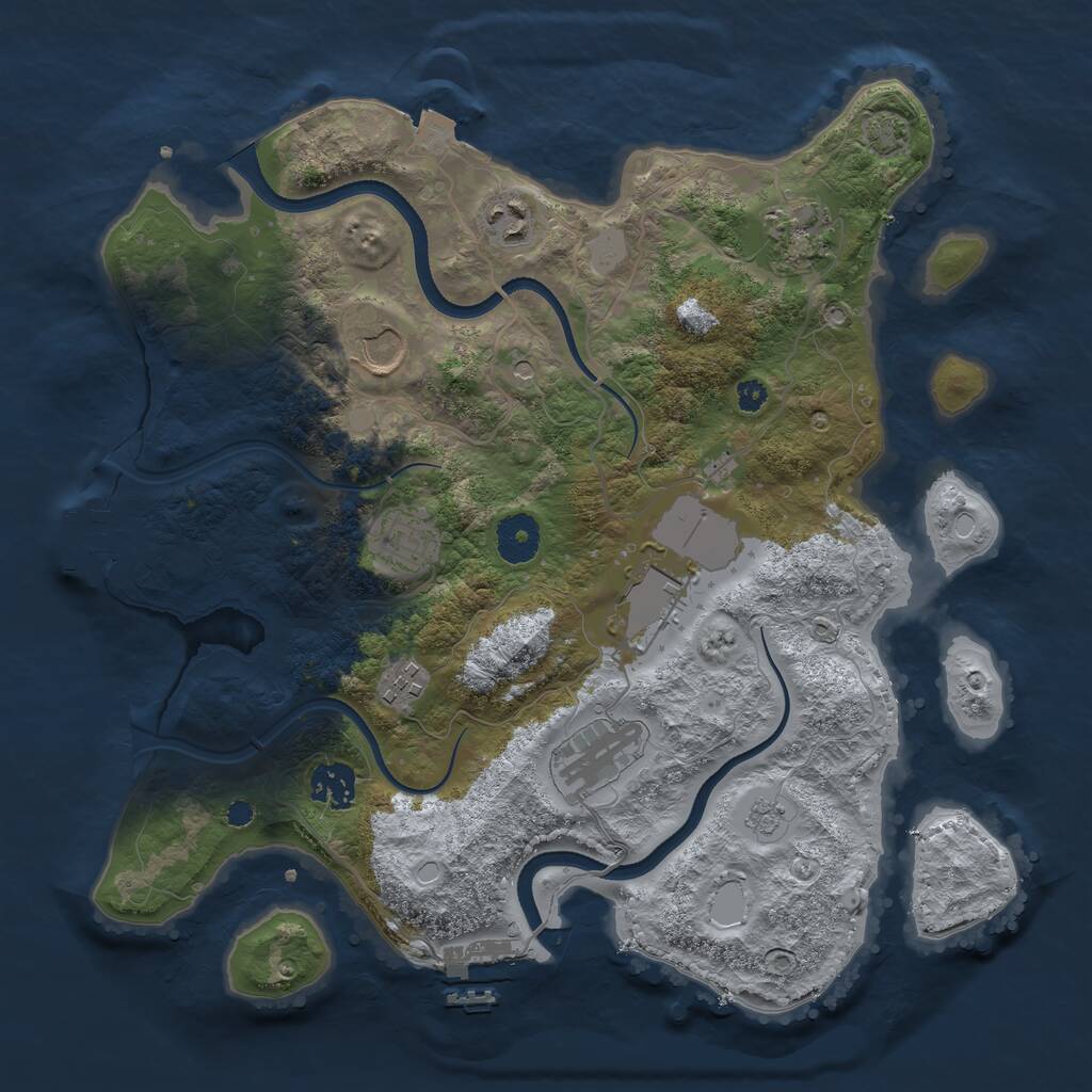 Rust Map: Procedural Map, Size: 3500, Seed: 21036289, 14 Monuments