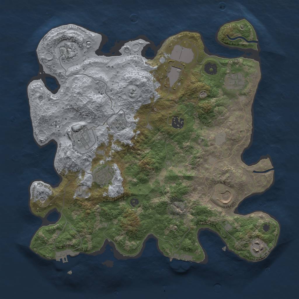 Rust Map: Procedural Map, Size: 3500, Seed: 219382345, 18 Monuments