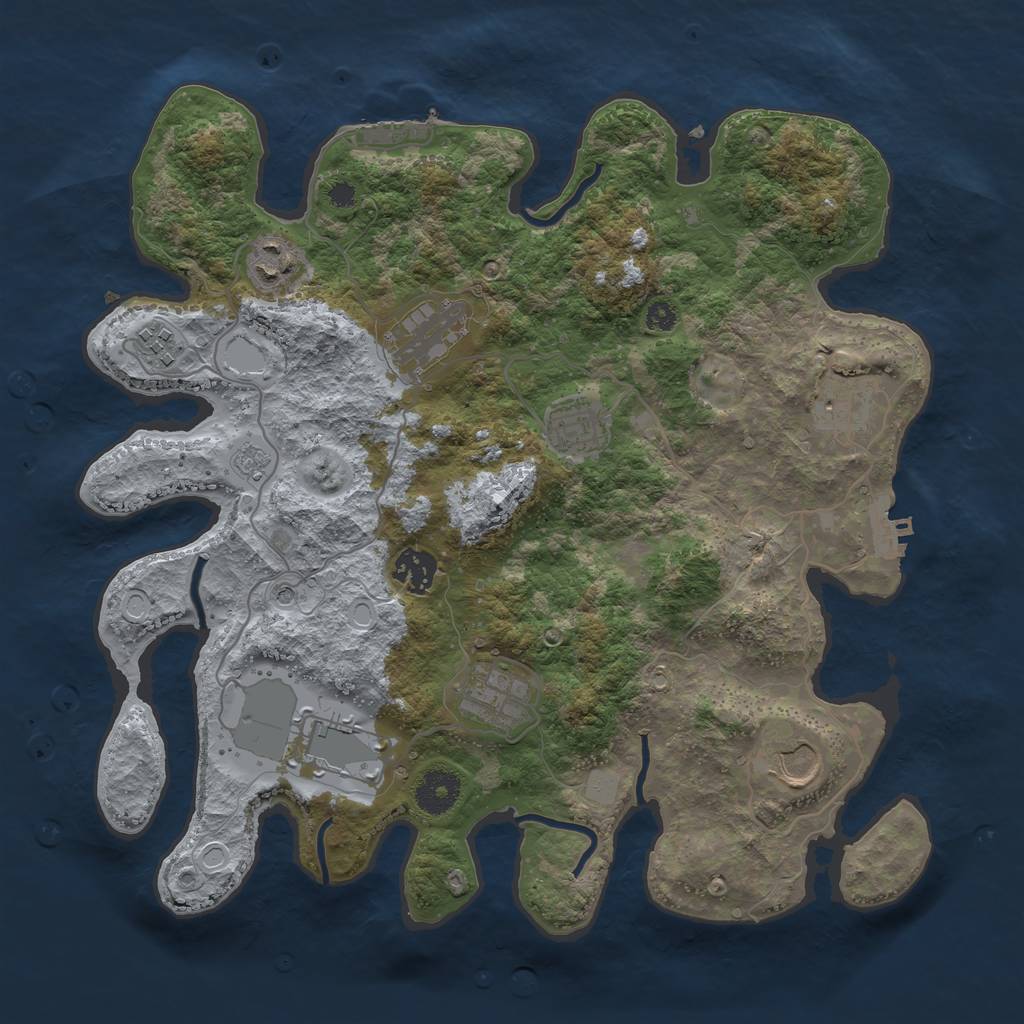 Rust Map: Procedural Map, Size: 3500, Seed: 101002069, 18 Monuments