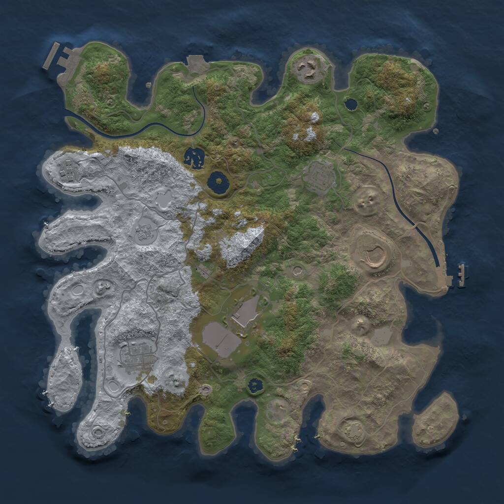 Rust Map: Procedural Map, Size: 3500, Seed: 101002069, 13 Monuments