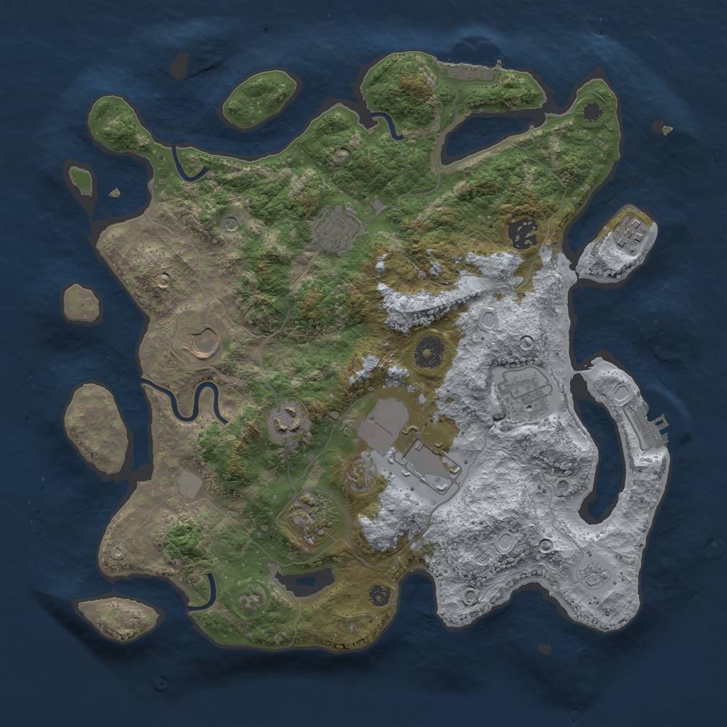 Rust Map: Procedural Map, Size: 3500, Seed: 68943897, 15 Monuments