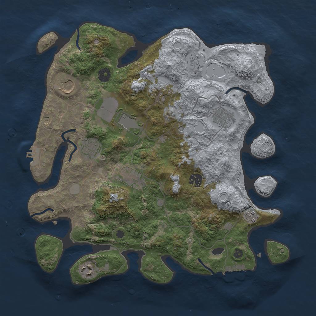 Rust Map: Procedural Map, Size: 3500, Seed: 602031516, 18 Monuments