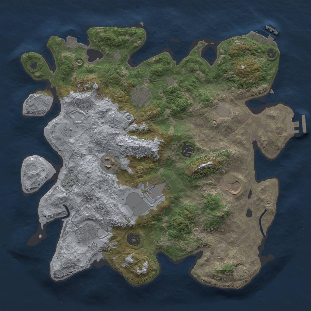 Rust Map: Procedural Map, Size: 3500, Seed: 30693704, 13 Monuments