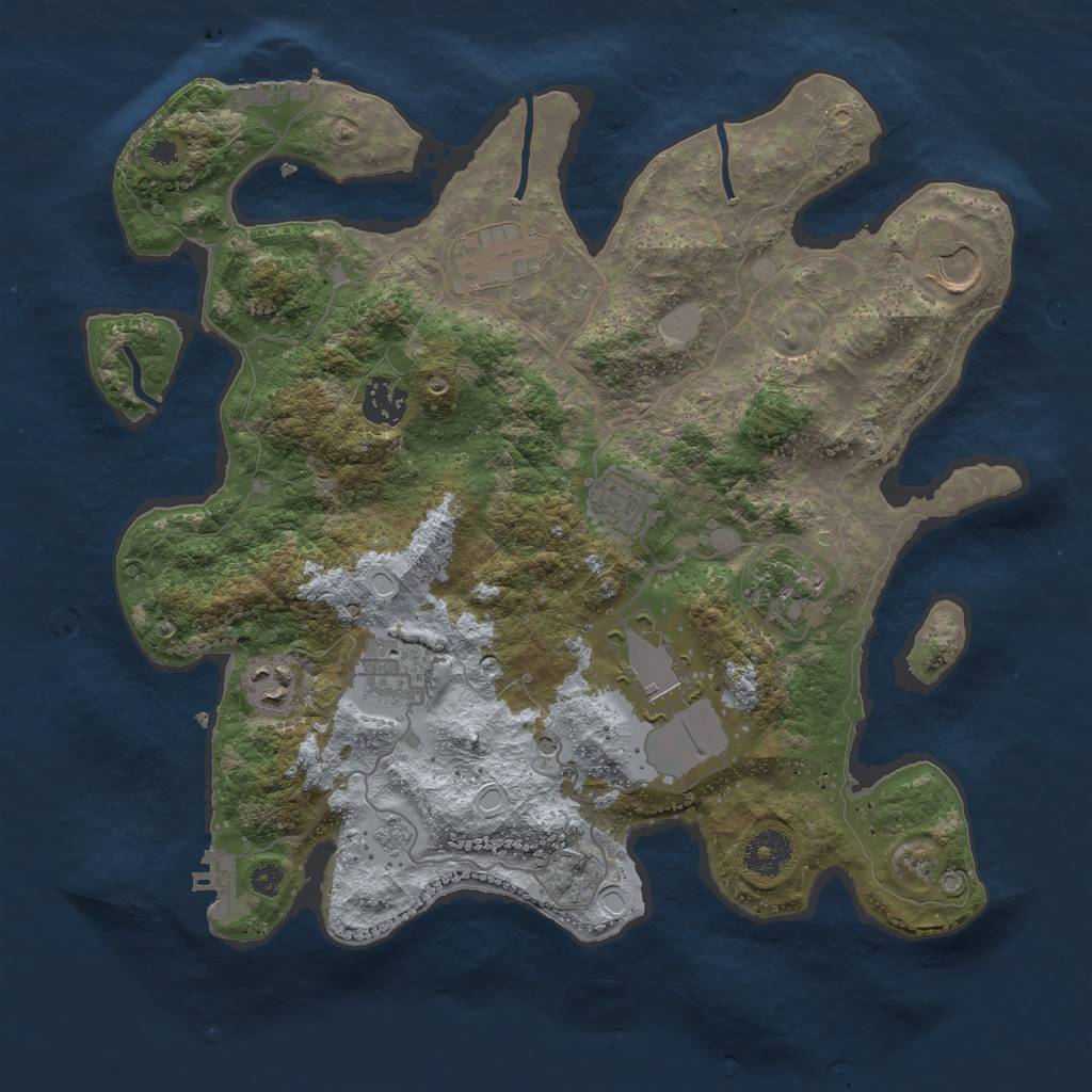 Rust Map: Procedural Map, Size: 3500, Seed: 87285610, 17 Monuments