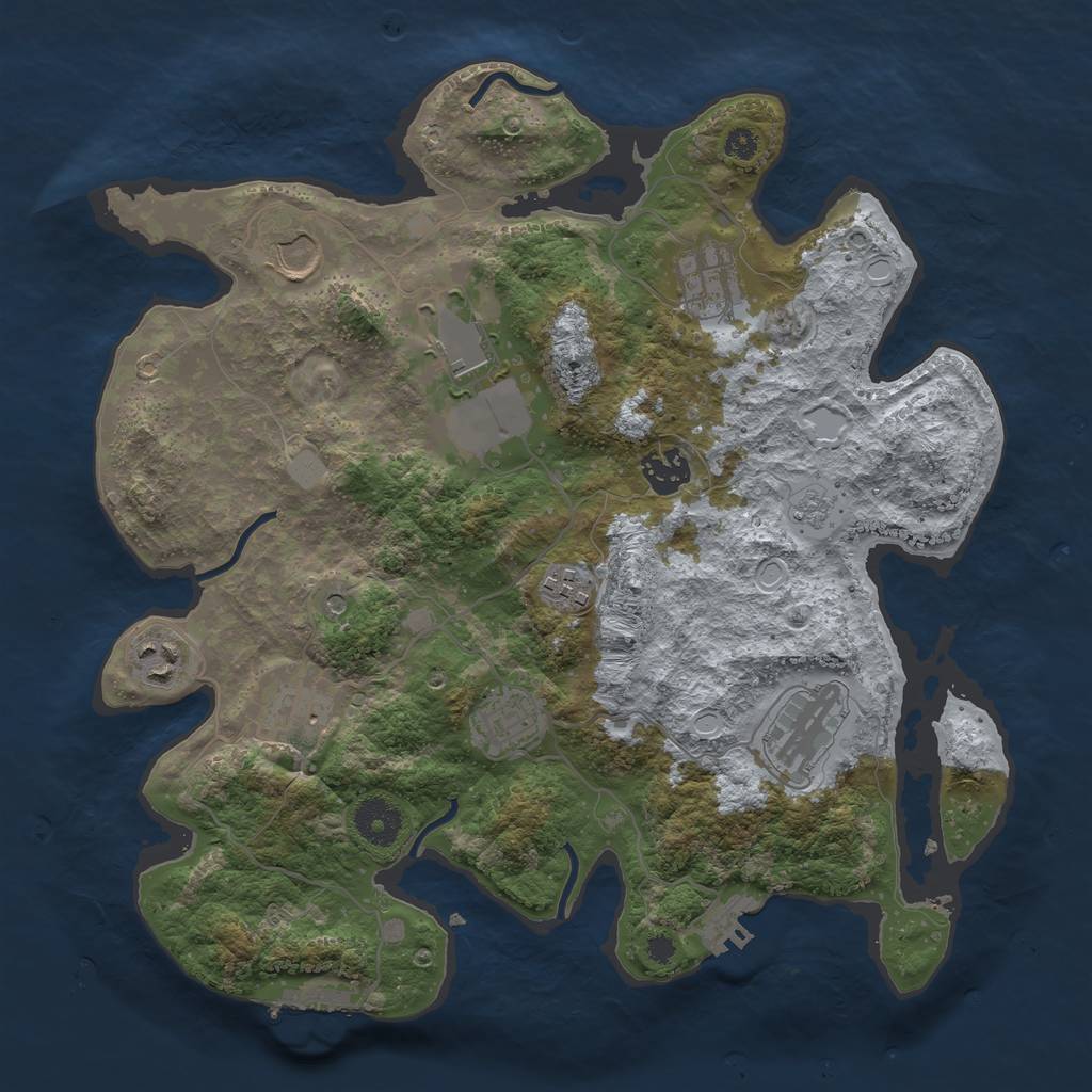 Rust Map: Procedural Map, Size: 3500, Seed: 17159072, 18 Monuments