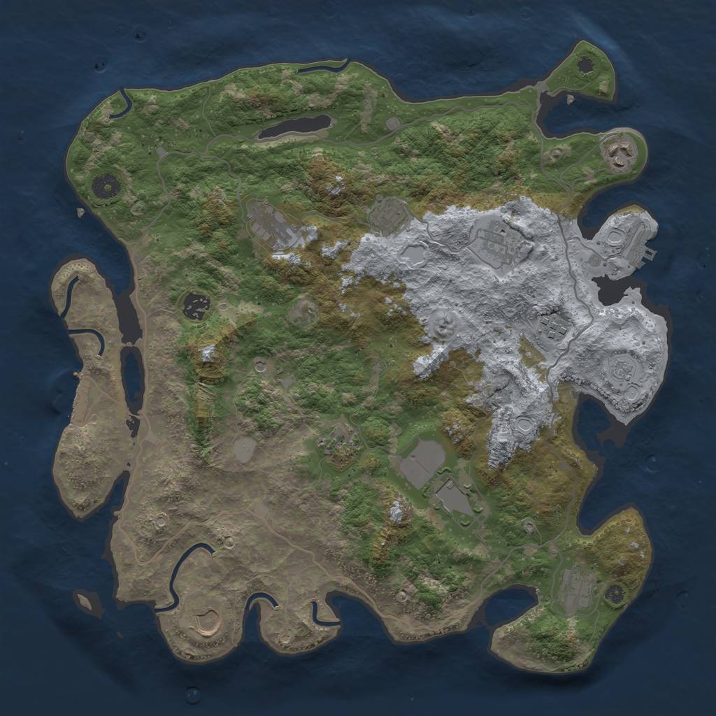 Rust Map: Procedural Map, Size: 4000, Seed: 1152287873, 19 Monuments