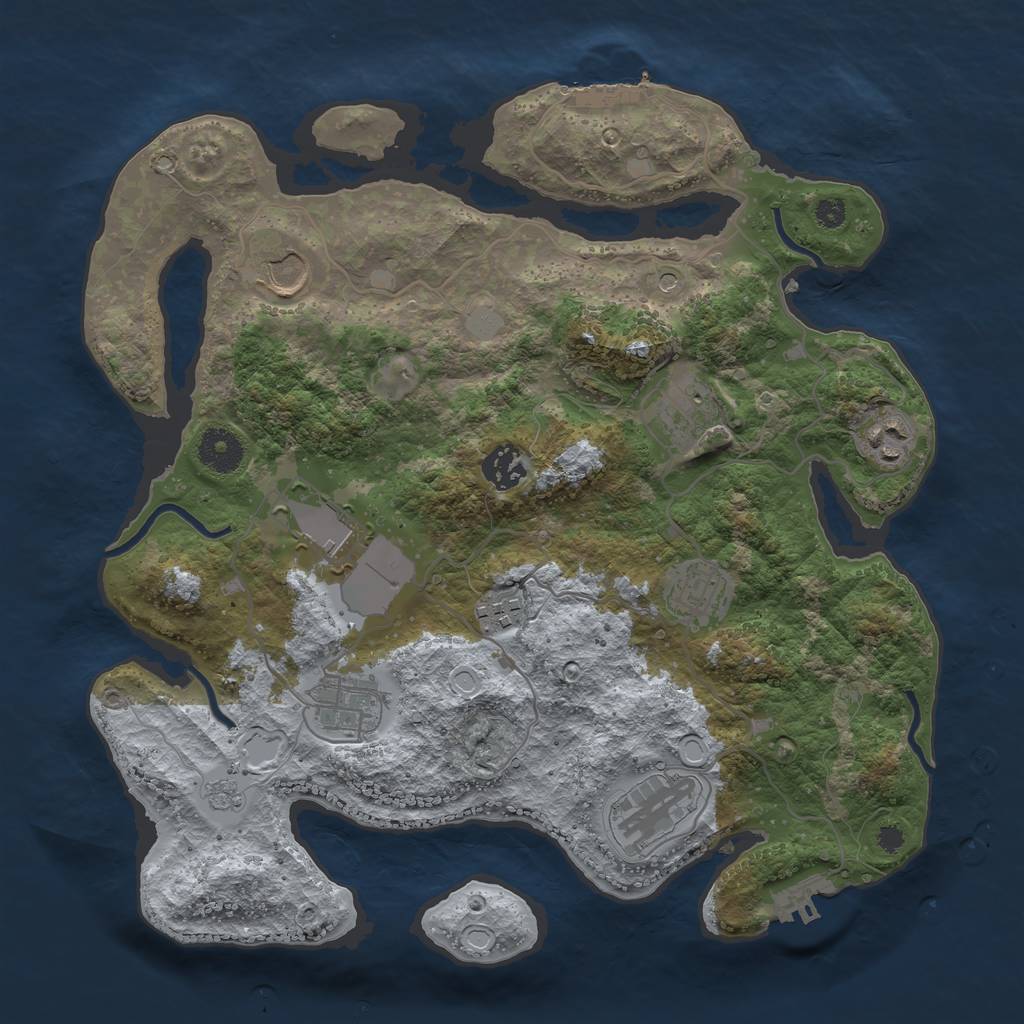 Rust Map: Procedural Map, Size: 3500, Seed: 55261762, 18 Monuments