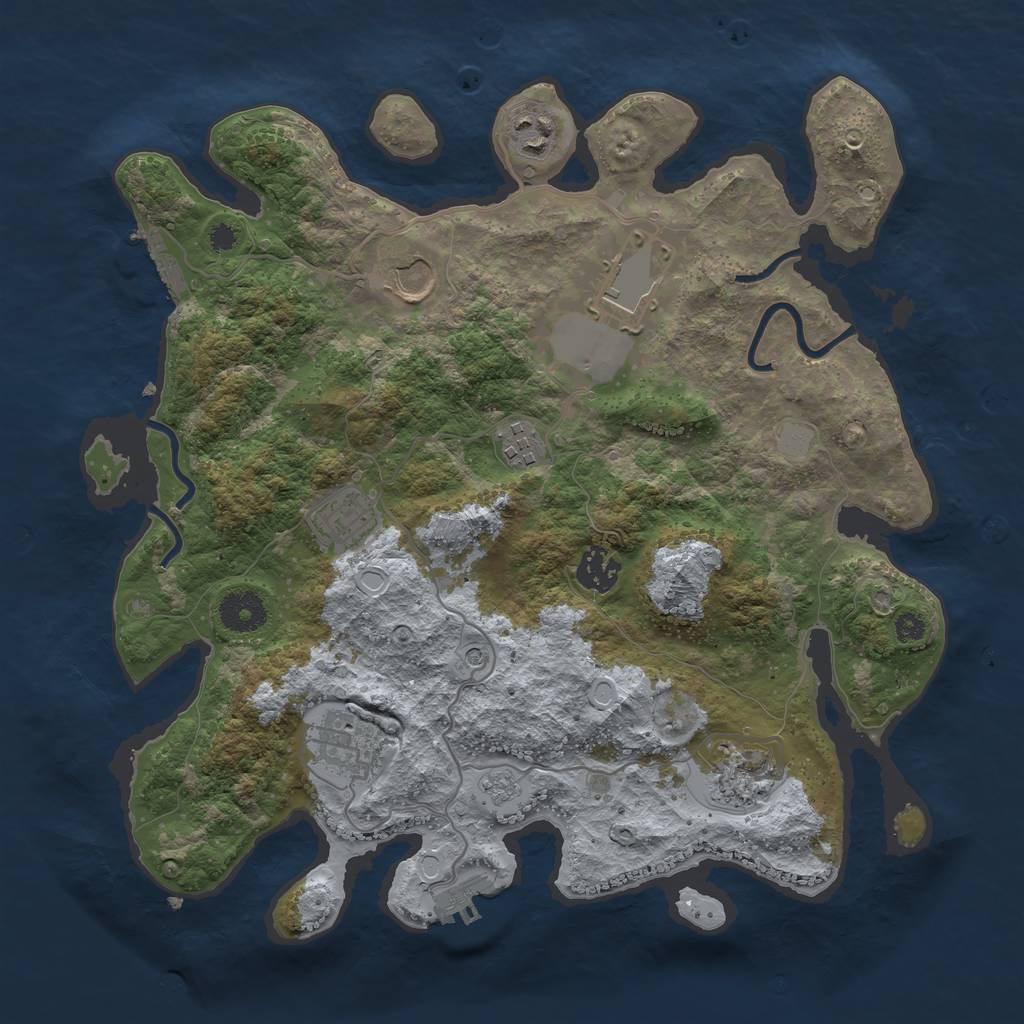 Rust Map: Procedural Map, Size: 3500, Seed: 49189344, 17 Monuments