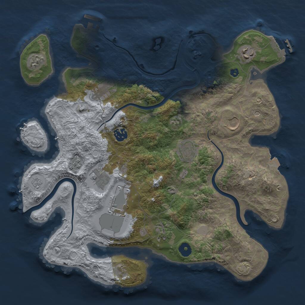 Rust Map: Procedural Map, Size: 3500, Seed: 93631287, 15 Monuments