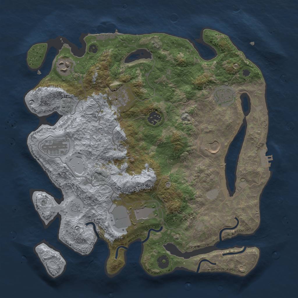 Rust Map: Procedural Map, Size: 3500, Seed: 4427659, 17 Monuments