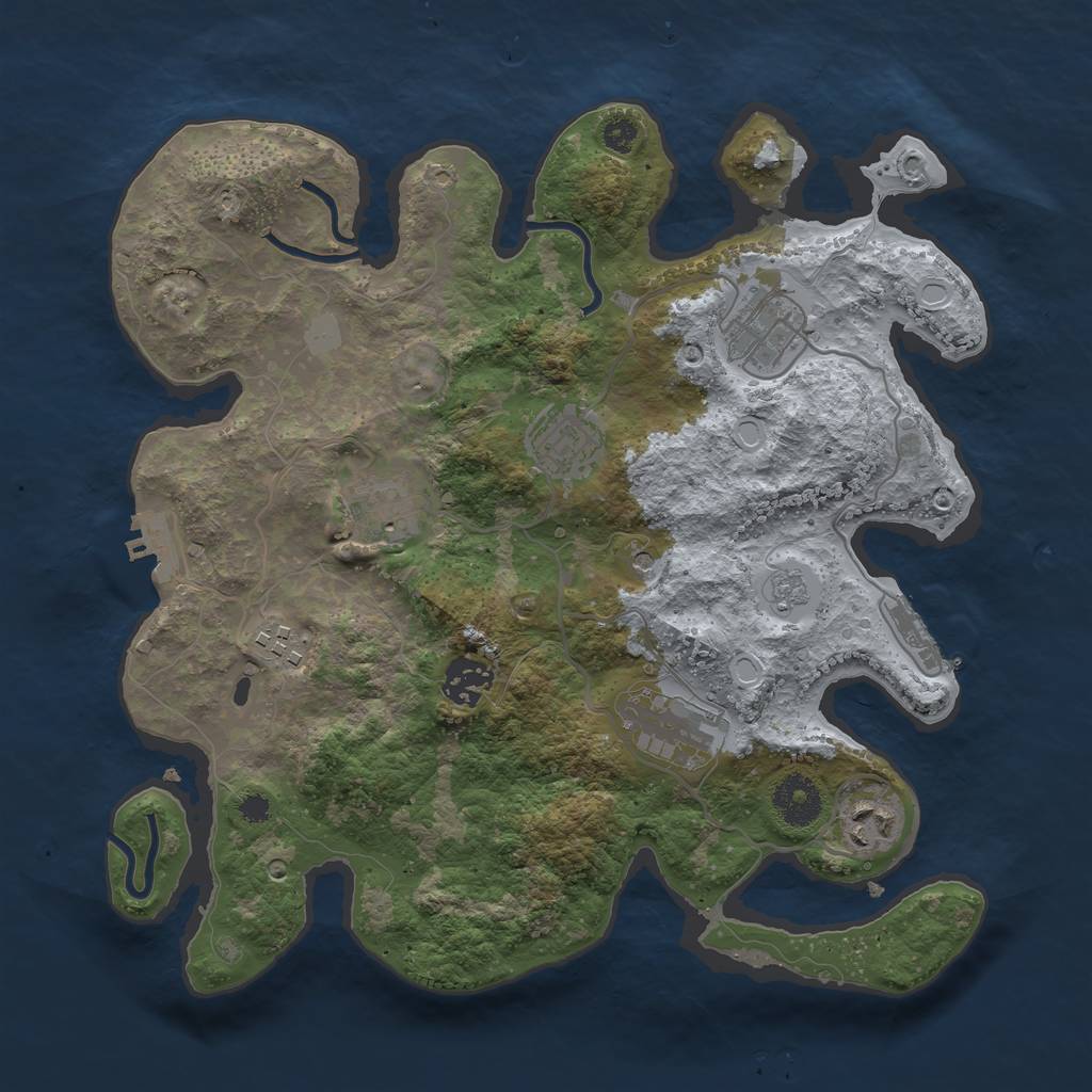 Rust Map: Procedural Map, Size: 3300, Seed: 1014596441, 16 Monuments