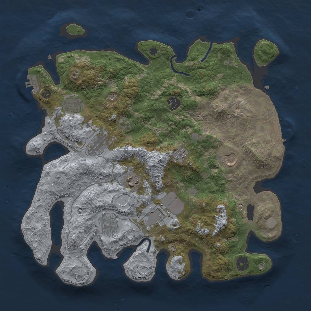 Rust Map: Procedural Map, Size: 3500, Seed: 32048799, 17 Monuments