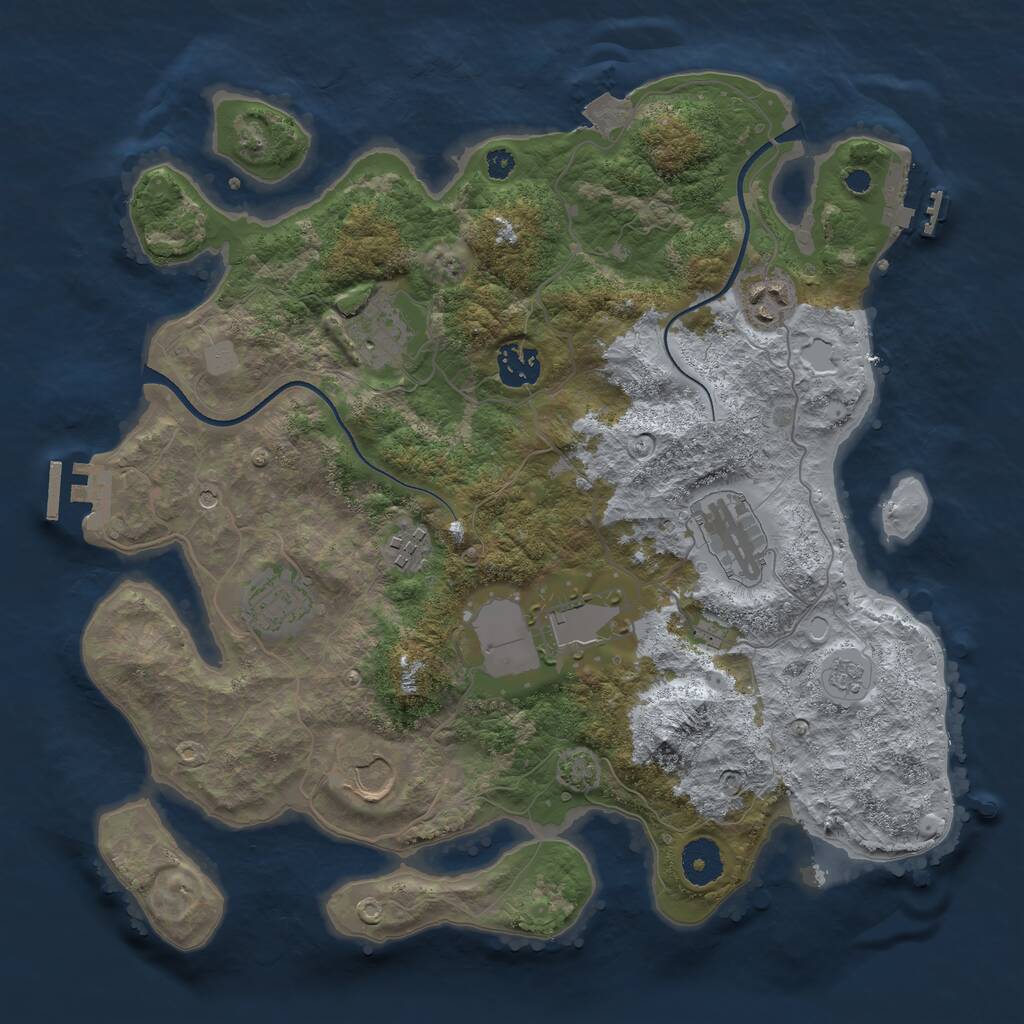 Rust Map: Procedural Map, Size: 3500, Seed: 41389340, 14 Monuments