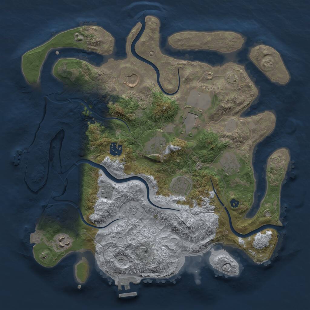 Rust Map: Procedural Map, Size: 3500, Seed: 57014742, 14 Monuments