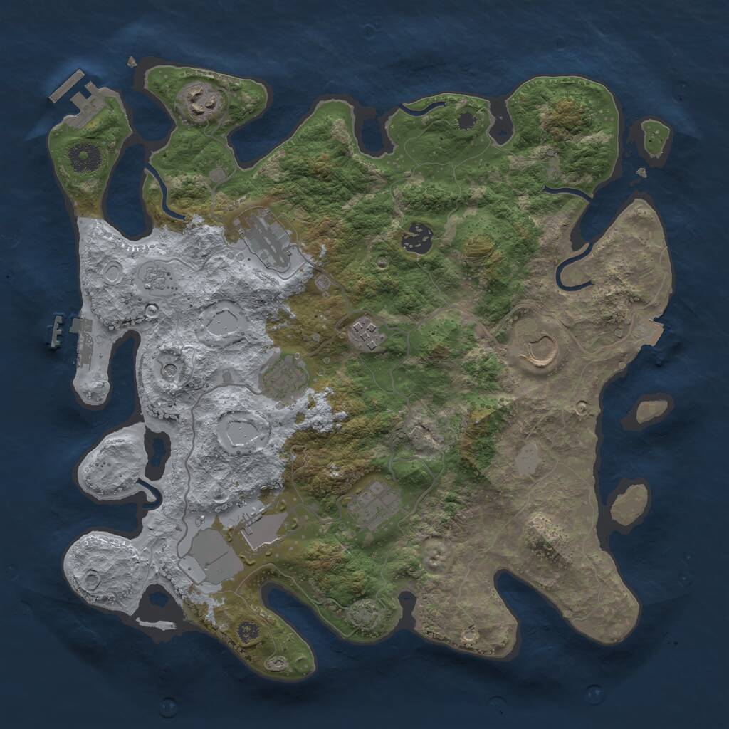 Rust Map: Procedural Map, Size: 3500, Seed: 63325325, 14 Monuments
