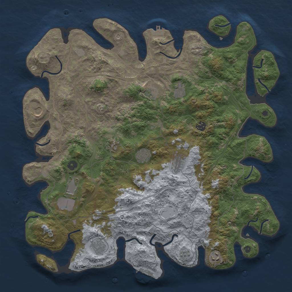 Rust Map: Procedural Map, Size: 4500, Seed: 2058790156, 20 Monuments