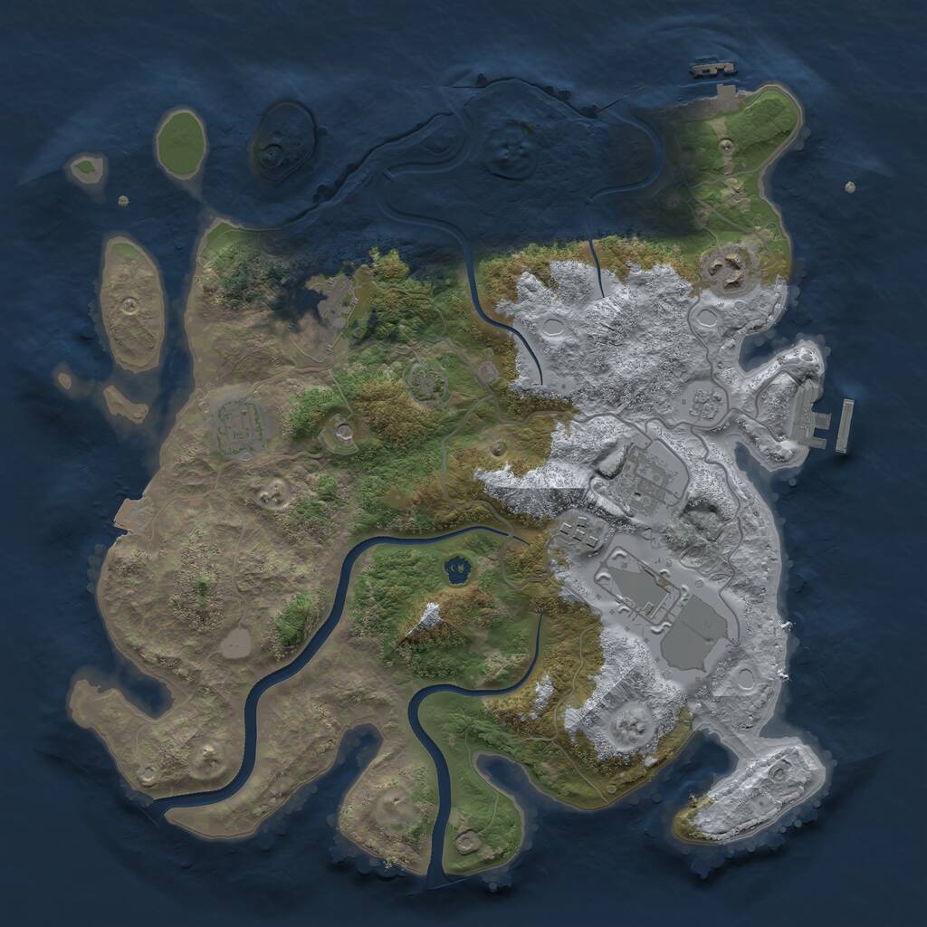 Rust Map: Procedural Map, Size: 3500, Seed: 82151603, 12 Monuments