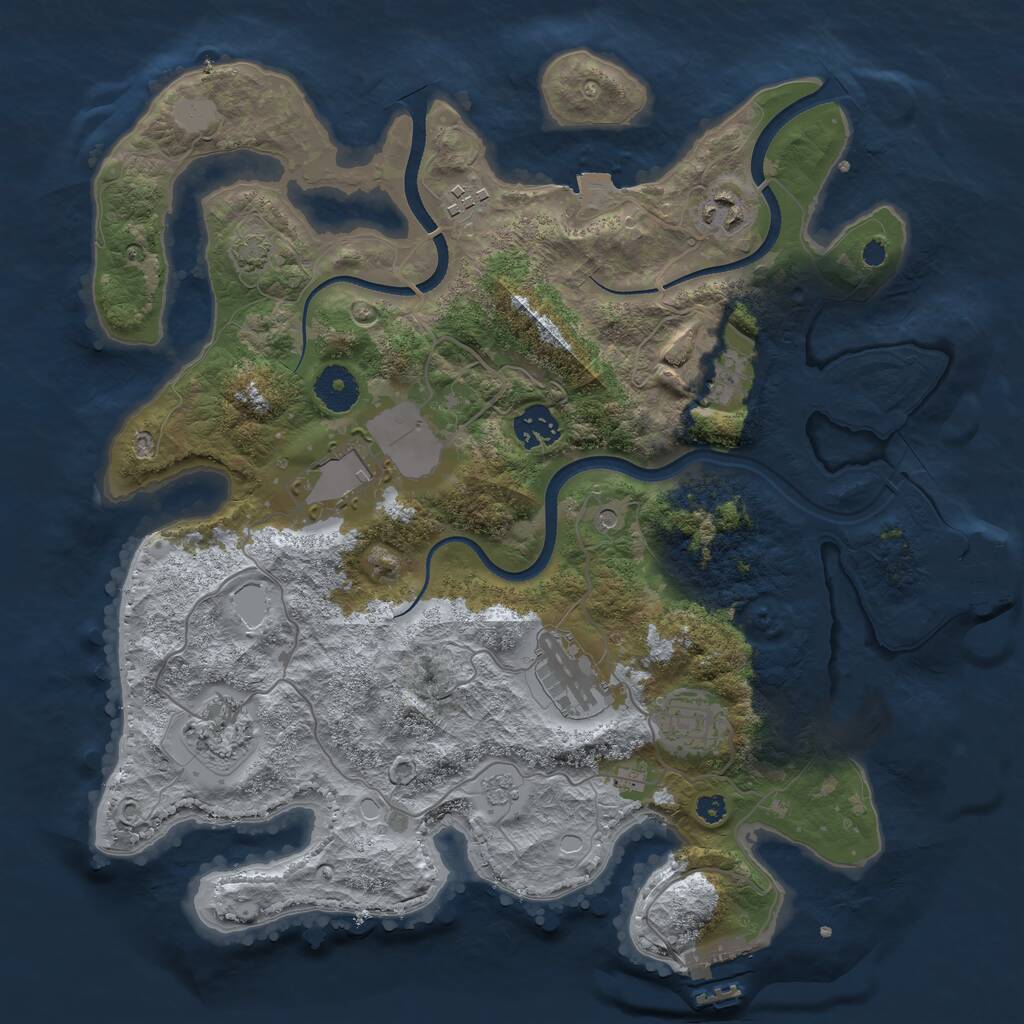 Rust Map: Procedural Map, Size: 3500, Seed: 86302127, 14 Monuments