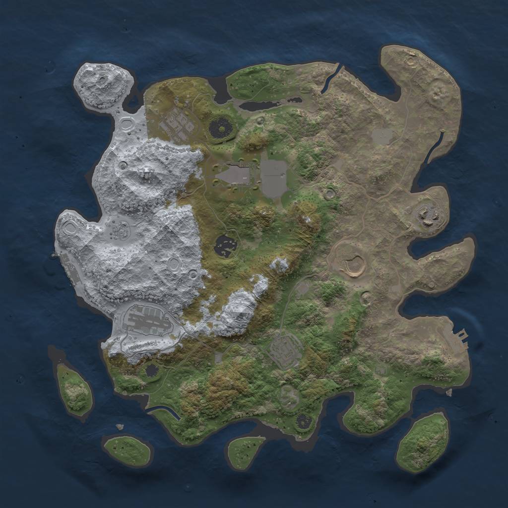 Rust Map: Procedural Map, Size: 3500, Seed: 13527205, 15 Monuments